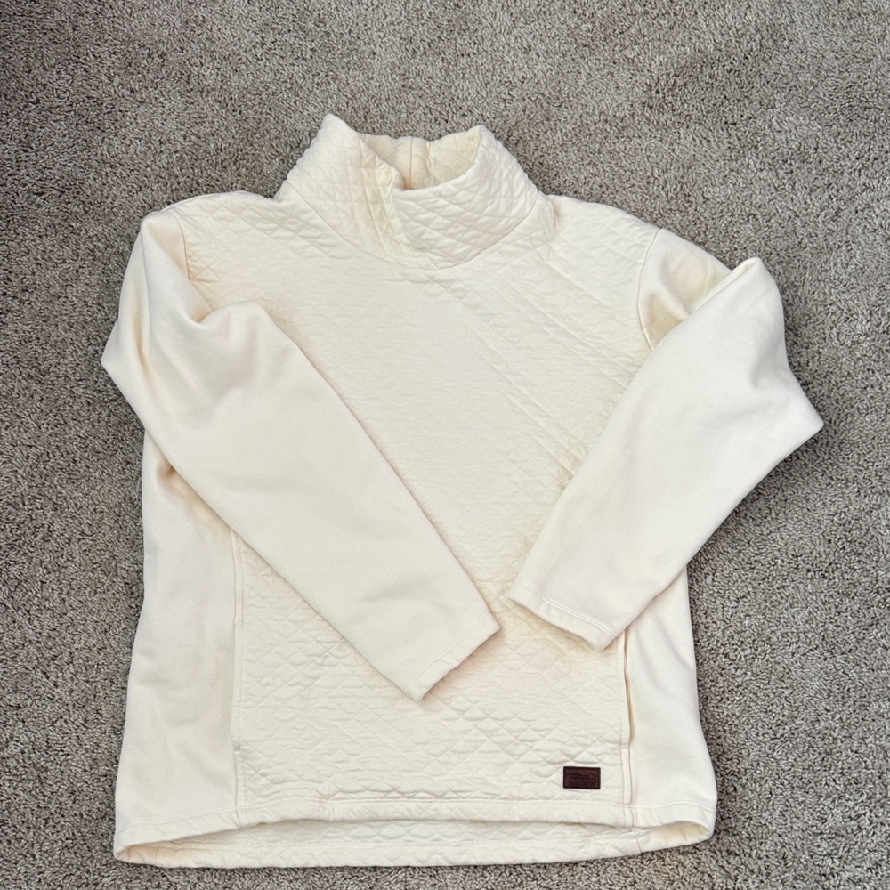 L.L. Bean Cream Quilted Cowl Neck Sweater
